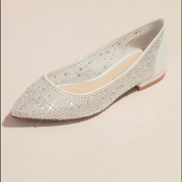Crystal-Adorned Transparent Mesh Pointy Toe Flats - Picture 1 of 5